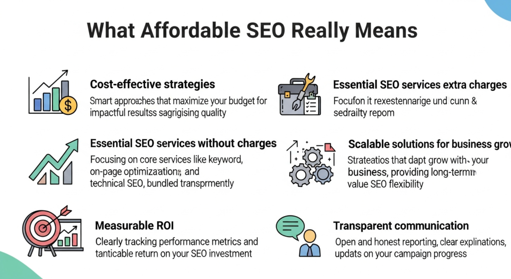 An informative digital graphic titled "Why Small Businesses Need SEO More Than Big Brands." The image features five sections with icons: a map pin for "Competing Locally," a megaphone or lightbulb for "Building Brand Awareness," a target or magnet for "Attracting Targeted Customers," a dollar sign or piggy bank for "Cost-Effective Marketing," and balanced scales or a rising graph for "Leveling the Playing Field." Each section includes a short explanation about how SEO helps small businesses show up in local searches, boost their online presence, reach relevant customers, market affordably, and compete with larger companies. The design is modern, clear, and easy to understand.