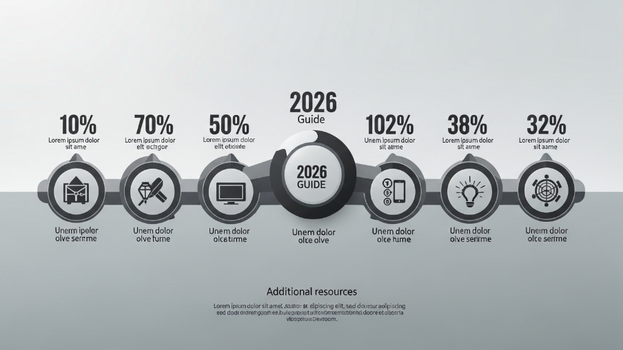 nfographic showing a 2026 social media strategy roadmap with seven connected milestones. The timeline highlights key performance metrics, planning stages, content creation, digital tools, innovation, and growth objectives. Circular icons represent communication, creative strategy, technology, mobile marketing, ideas, and target audience engagement, illustrating a step-by-step guide for achieving social media marketing success in 2026.
